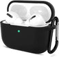 AirPods Pro Case, Soft Silicone Skin Case Cover Shock-Absorbing Protective Case with Keychain Compatible with AirPods Pro [Front LED Visible] (Black)