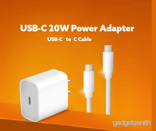 Gadget Zenith USB-C 20W Power Adapter with USB -C to C  Lightning Cable (1m)