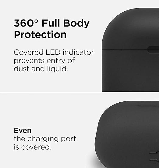 AirPods Pro Case, Soft Silicone Skin Case Cover Shock-Absorbing Protective Case with Keychain Compatible with AirPods Pro [Front LED Visible] (Black)